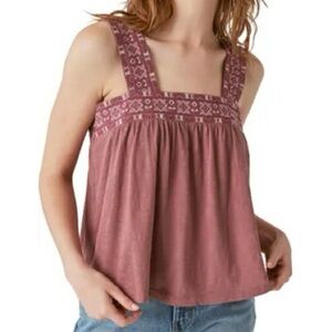 NWTLucky Brand Lace-Embroidered Square Neck Tank Top.       10